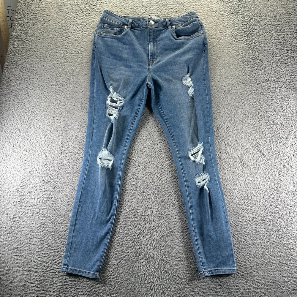Refuge‎ Miami Jeans Womens 11 Blue Cotton Denim Skinny Distressed Faded Stretch
